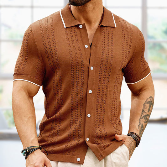 Camisa polo de manga corta con solapa y botones para verano, ropa de negocios a la moda para hombre