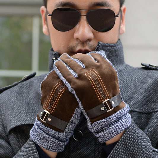 Gloves Men Winter Cycling Leisure Pigskin