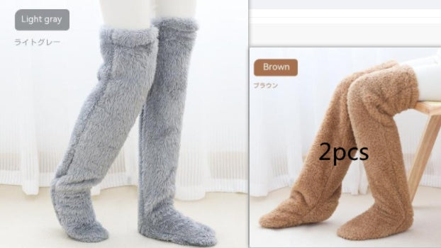 Calcetines largos y peludos hasta la rodilla para el invierno, cálidos, resistentes al frío, para dormir en el suelo y en las piernas