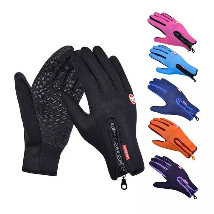 Guantes de invierno para montar en motocicleta con pantalla táctil, deslizantes, impermeables, deportivos, con forro polar