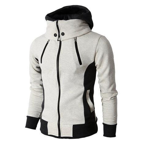 Chaqueta con capucha y cremallera para hombre, cárdigan deportivo falso de dos piezas, chaqueta tipo sudadera informal ajustada 