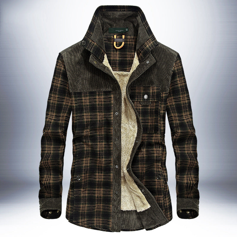 Chaqueta de invierno para hombre, chaquetas de forro polar gruesas y cálidas, abrigos, chaqueta a cuadros de algodón puro, ropa militar