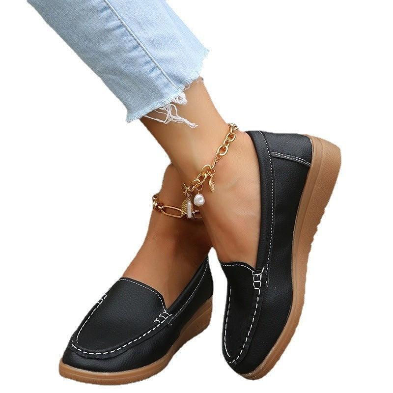 Flats Shoes Women Pu Leather Laofers