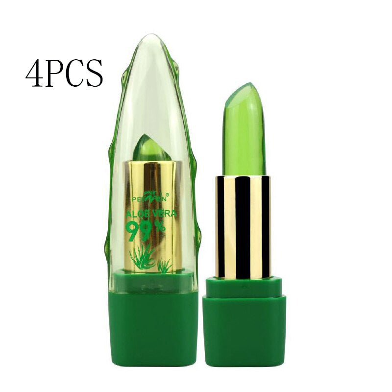 Lápiz labial que cambia de color en gel de aloe vera, hidratante, antisecado, desalinizador, de grano fino, para el cuidado de los labios