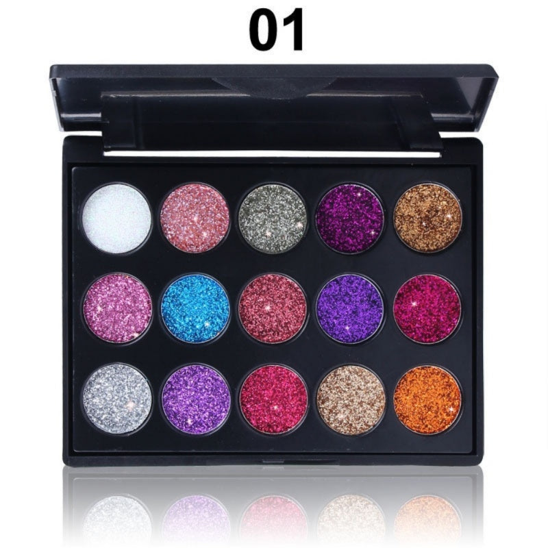 Paleta de sombras de ojos con purpurina, naturales, resistentes al agua, para mujer, con pigmentos en polvo brillantes y metálicos, 15 colores 