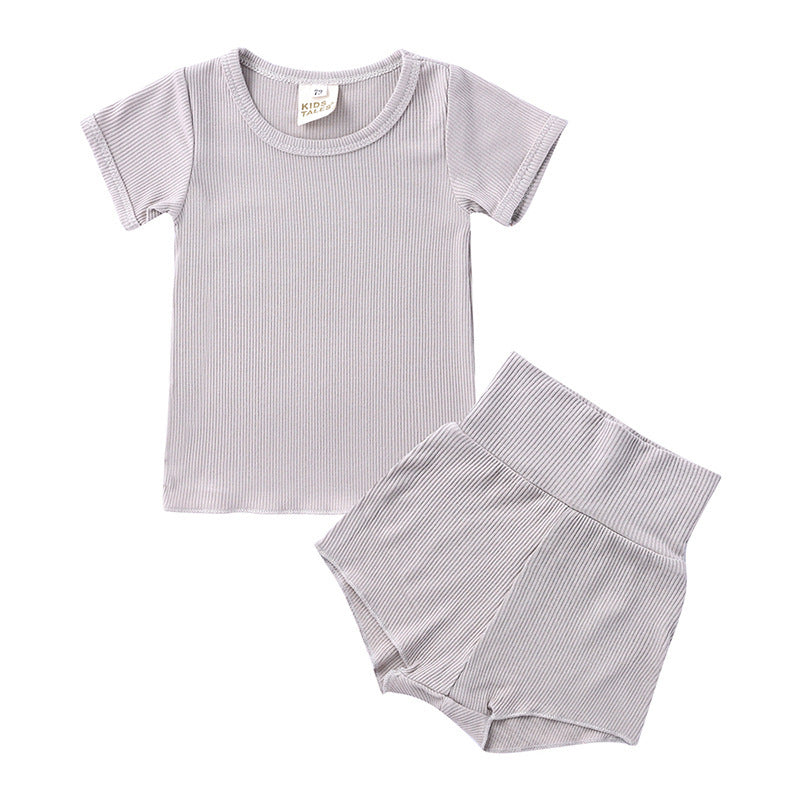 Baby Candy Color Cotton High Waist Belly Protective Pajama Set