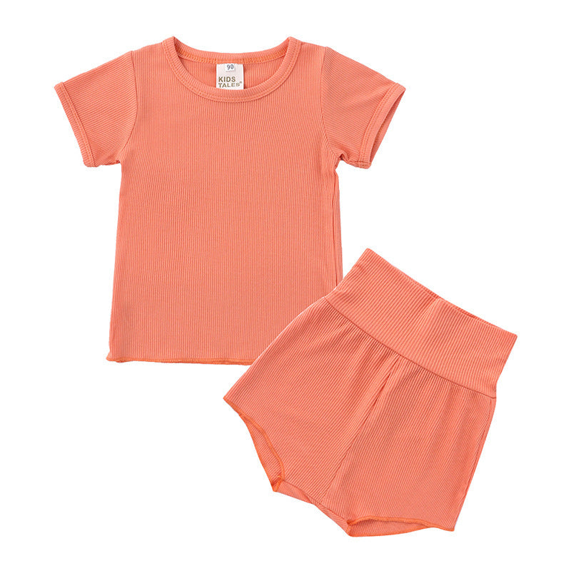 Baby Candy Color Cotton High Waist Belly Protective Pajama Set