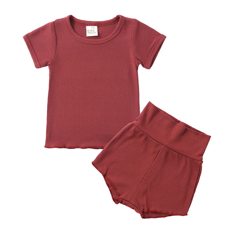 Baby Candy Color Cotton High Waist Belly Protective Pajama Set