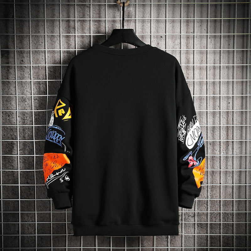 Sudadera con cuello redondo para hombre de SingleRoad, sudadera con capucha negra estilo hip hop japonesa de gran tamaño estilo Harajuku para hombre