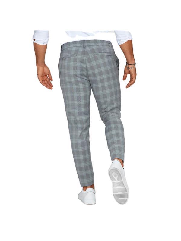 Pantalones con estampado de cuadros, pantalones casuales para hombre, sueltos y finos