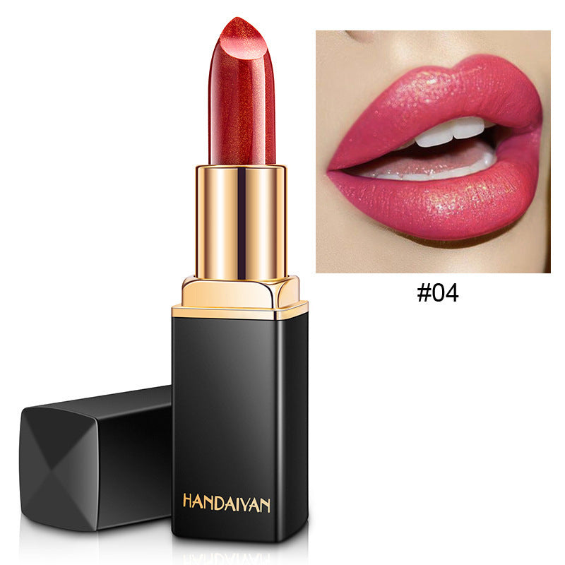 Lápiz labial metálico brillante Lápiz labial perlado que cambia de color con la temperatura Lápiz labial dorado