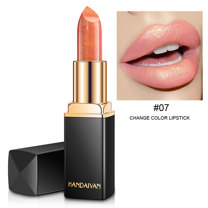 Lápiz labial metálico brillante Lápiz labial perlado que cambia de color con la temperatura Lápiz labial dorado