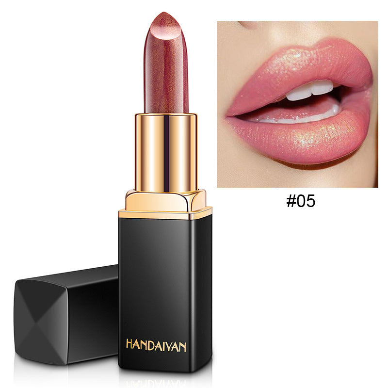 Lápiz labial metálico brillante Lápiz labial perlado que cambia de color con la temperatura Lápiz labial dorado