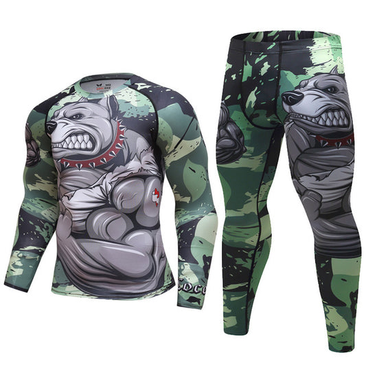 Conjunto de chándal para hombre D Animal Compression Camiseta Pantalones Piel