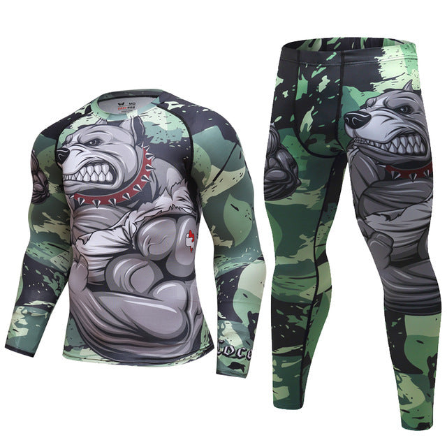 Conjunto de chándal para hombre D Animal Compression Camiseta Pantalones Piel