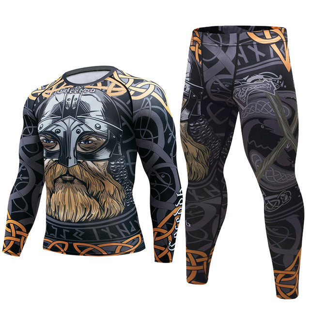 Conjunto de chándal para hombre D Animal Compression Camiseta Pantalones Piel