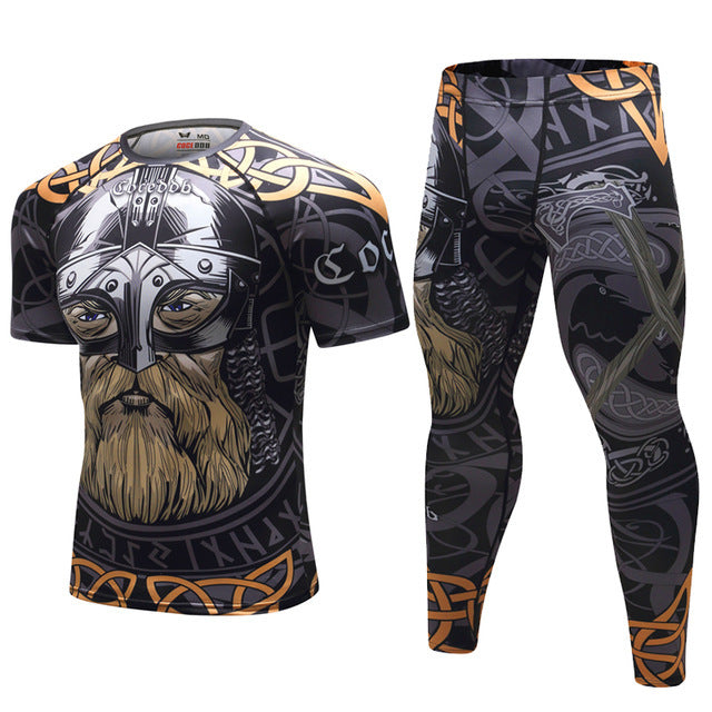 Conjunto de chándal para hombre D Animal Compression Camiseta Pantalones Piel