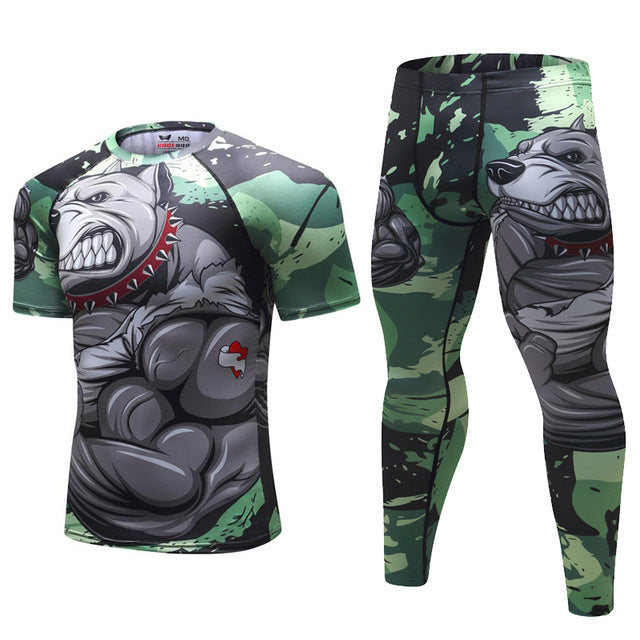 Conjunto de chándal para hombre D Animal Compression Camiseta Pantalones Piel