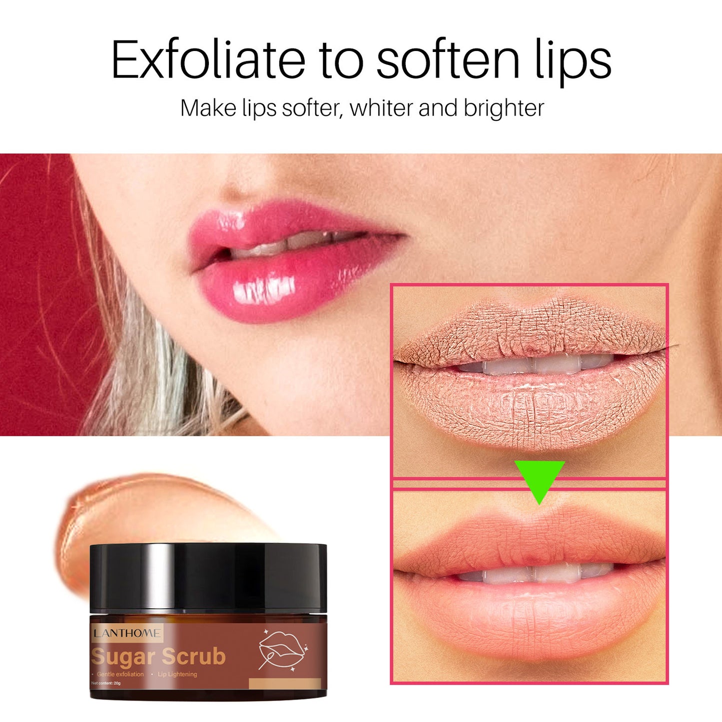 Crema exfoliante de labios con azúcar morena Exfoliante labial Hidratante para la piel