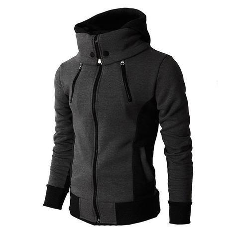 Chaqueta con capucha y cremallera para hombre, cárdigan deportivo falso de dos piezas, chaqueta tipo sudadera informal ajustada 