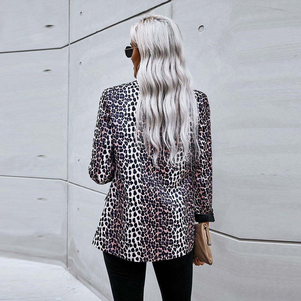 Leopard Print Small Suit Jacket Women