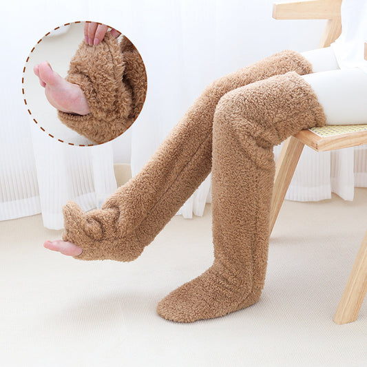 Calcetines largos y peludos hasta la rodilla para el invierno, cálidos, resistentes al frío, para dormir en el suelo y en las piernas