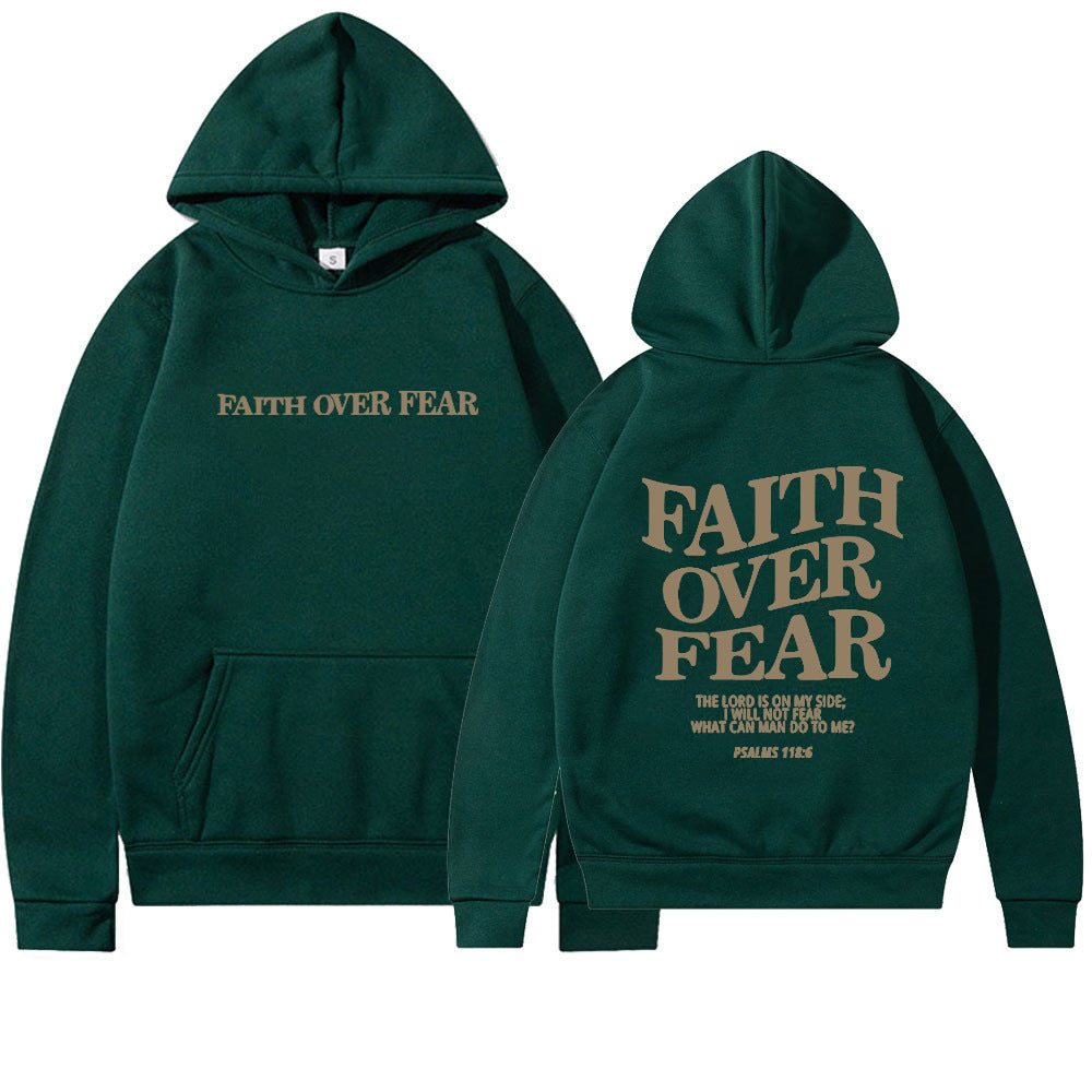 Sudadera con capucha cristiana Faith Over Fear, sudadera cristiana, sudadera con capucha de Jesús, sudadera con capucha de moda, camiseta con versículo bíblico, ropa estética unisex