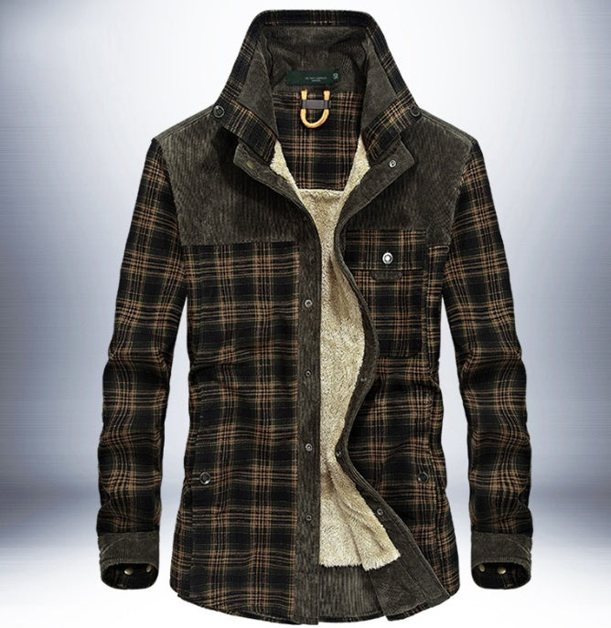 Chaqueta de invierno para hombre, chaquetas de forro polar gruesas y cálidas, abrigos, chaqueta a cuadros de algodón puro, ropa militar