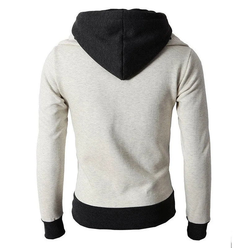 Chaqueta con capucha y cremallera para hombre, cárdigan deportivo falso de dos piezas, chaqueta tipo sudadera informal ajustada 