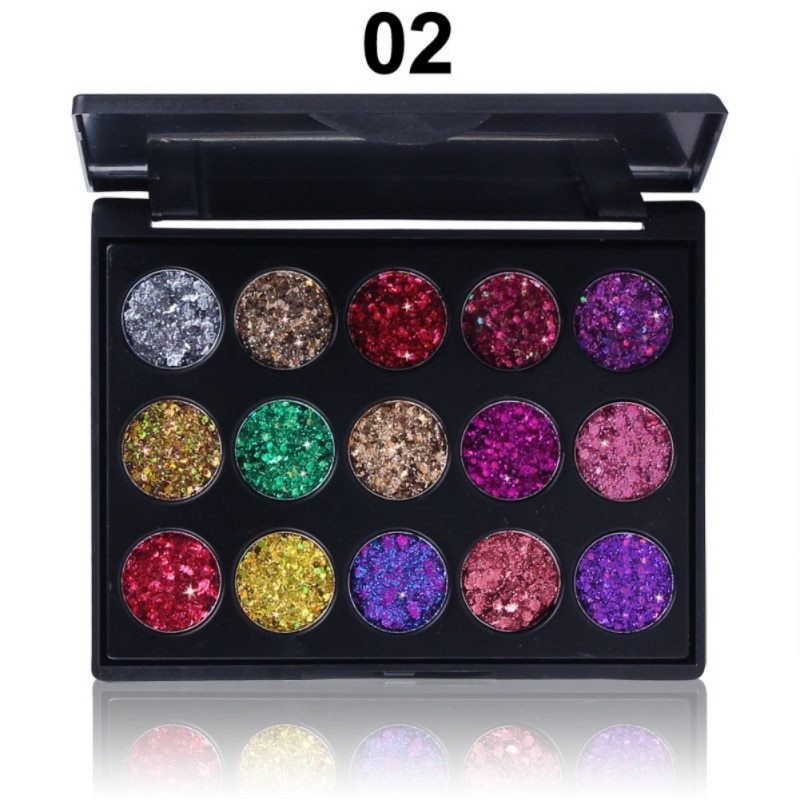 Paleta de sombras de ojos con purpurina, naturales, resistentes al agua, para mujer, con pigmentos en polvo brillantes y metálicos, 15 colores 