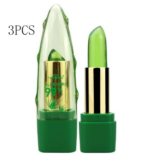 Lápiz labial que cambia de color en gel de aloe vera, hidratante, antisecado, desalinizador, de grano fino, para el cuidado de los labios