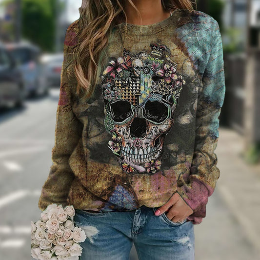 Sudadera de manga larga con estampado de calavera