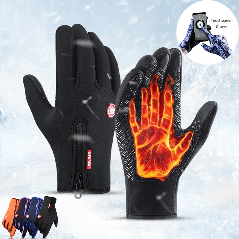 Guantes de invierno para montar en motocicleta con pantalla táctil, deslizantes, impermeables, deportivos, con forro polar