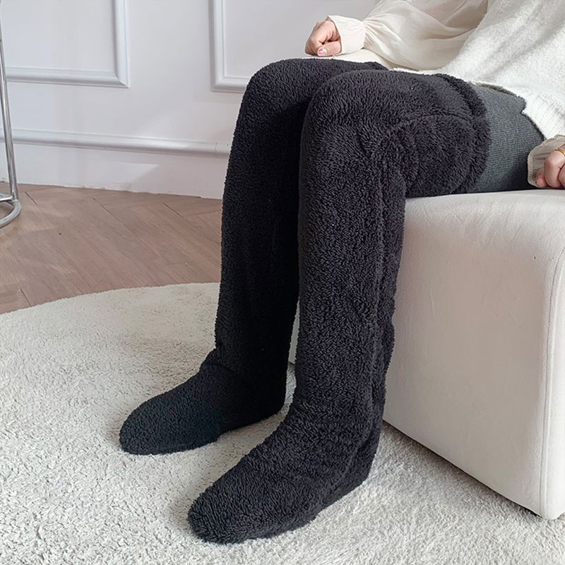 Calcetines largos y peludos hasta la rodilla para el invierno, cálidos, resistentes al frío, para dormir en el suelo y en las piernas