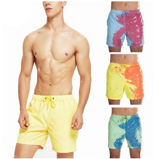 Pantalones cortos de playa con cambio de color mágico, bañadores de verano para hombre, bañadores de secado rápido, pantalones cortos de playa