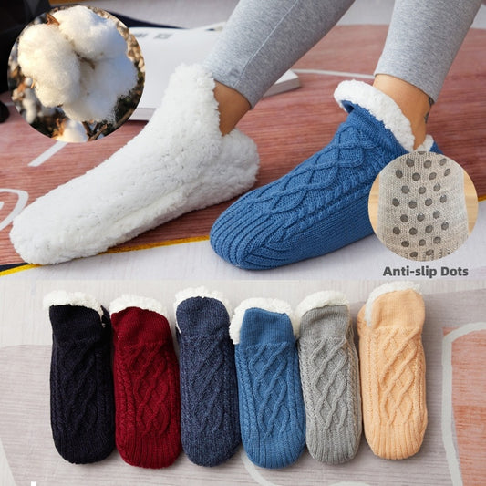 Calcetines de lana de invierno para mujer, calcetines gruesos y cálidos para el hogar, dormitorio, zapatillas para hombre, calcetines antideslizantes para calentar los pies, calcetines para la nieve, calcetines para mujer