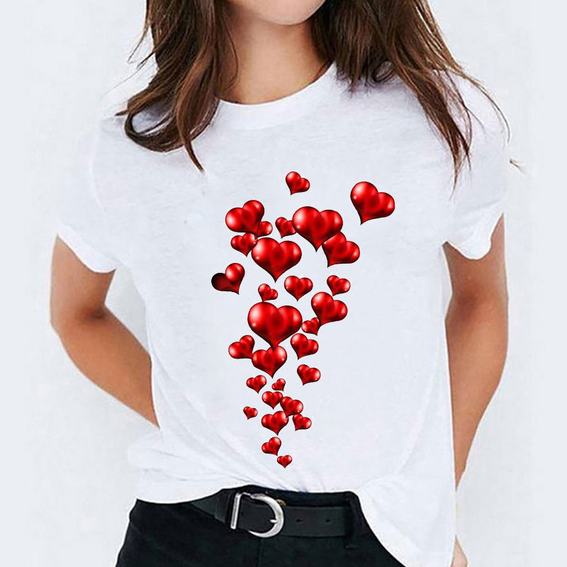 Cartoon Love Sweet Cute Short Sleeve