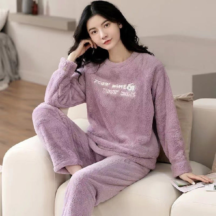 Flannel Women Pajamas Sets Sleepwear Home