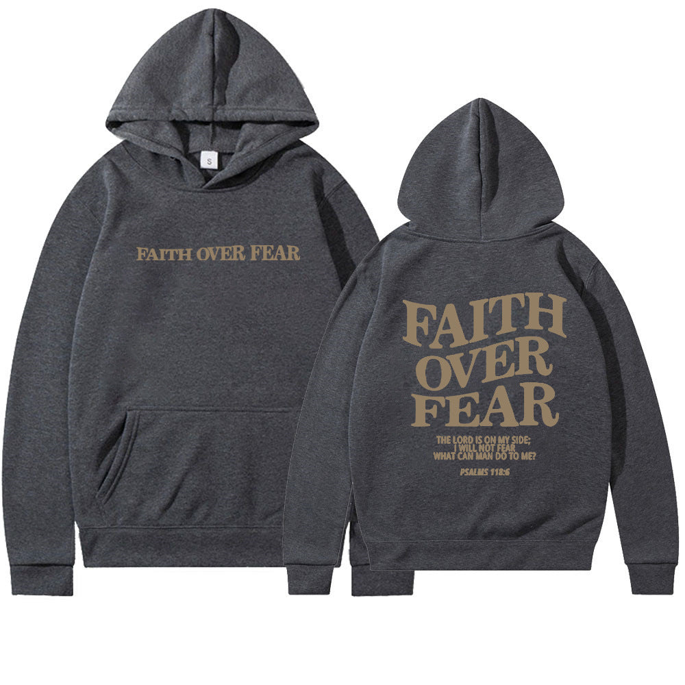 Sudadera con capucha cristiana Faith Over Fear, sudadera cristiana, sudadera con capucha de Jesús, sudadera con capucha de moda, camiseta con versículo bíblico, ropa estética unisex