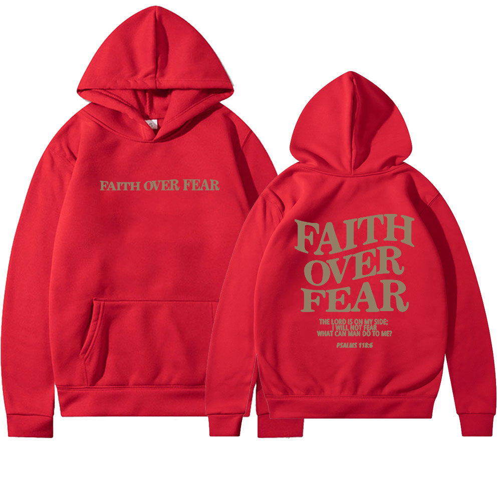 Sudadera con capucha cristiana Faith Over Fear, sudadera cristiana, sudadera con capucha de Jesús, sudadera con capucha de moda, camiseta con versículo bíblico, ropa estética unisex