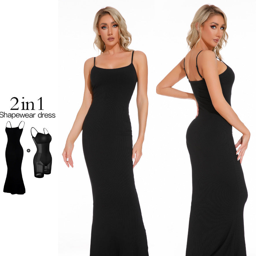 Vestido moldeador para mujer, mono, corsé para realzar la abdominoplastia, entrepierna abierta, liguero, falda larga ajustada, almohadilla para el pecho, body, vestido