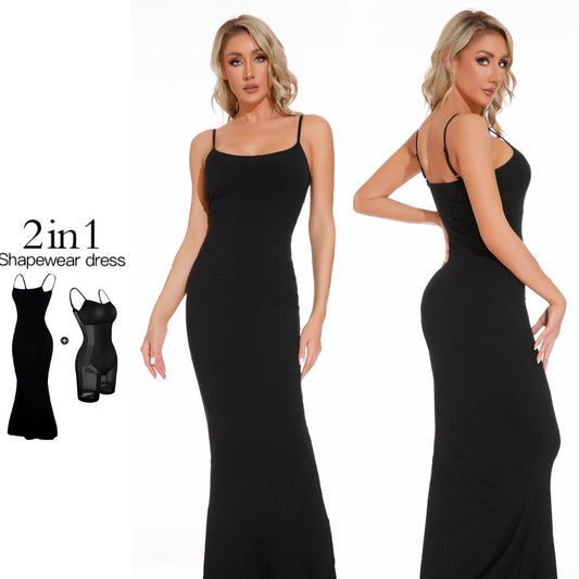 Vestido moldeador para mujer, mono, corsé para realzar la abdominoplastia, entrepierna abierta, liguero, falda larga ajustada, almohadilla para el pecho, body, vestido