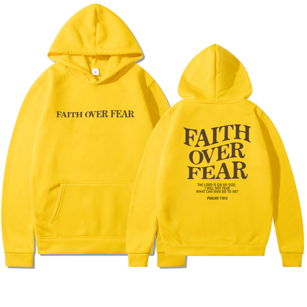 Sudadera con capucha cristiana Faith Over Fear, sudadera cristiana, sudadera con capucha de Jesús, sudadera con capucha de moda, camiseta con versículo bíblico, ropa estética unisex