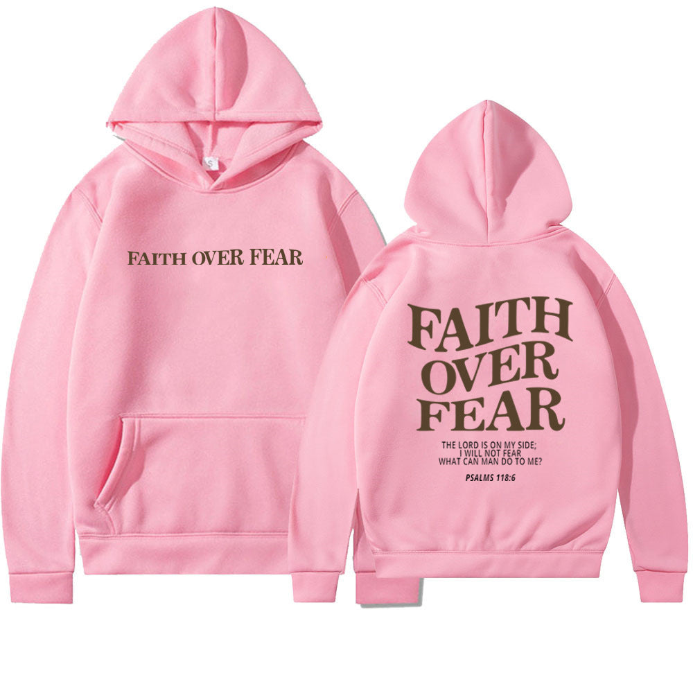 Sudadera con capucha cristiana Faith Over Fear, sudadera cristiana, sudadera con capucha de Jesús, sudadera con capucha de moda, camiseta con versículo bíblico, ropa estética unisex