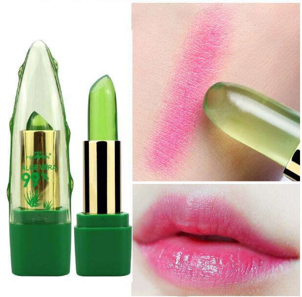 Lápiz labial que cambia de color en gel de aloe vera, hidratante, antisecado, desalinizador, de grano fino, para el cuidado de los labios