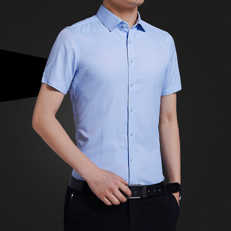 Solid Color Business Non-iron Professional Formal Wear Loose Casual Shirt For Men