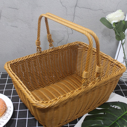 Outdoor Picnic Basket Imitating Rattan Woven Basket