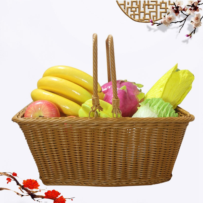 Outdoor Picnic Basket Imitating Rattan Woven Basket