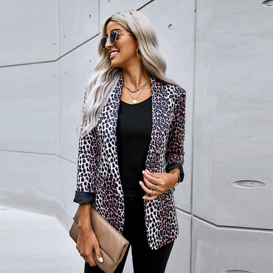 Leopard Print Small Suit Jacket Women