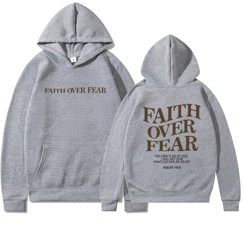 Sudadera con capucha cristiana Faith Over Fear, sudadera cristiana, sudadera con capucha de Jesús, sudadera con capucha de moda, camiseta con versículo bíblico, ropa estética unisex